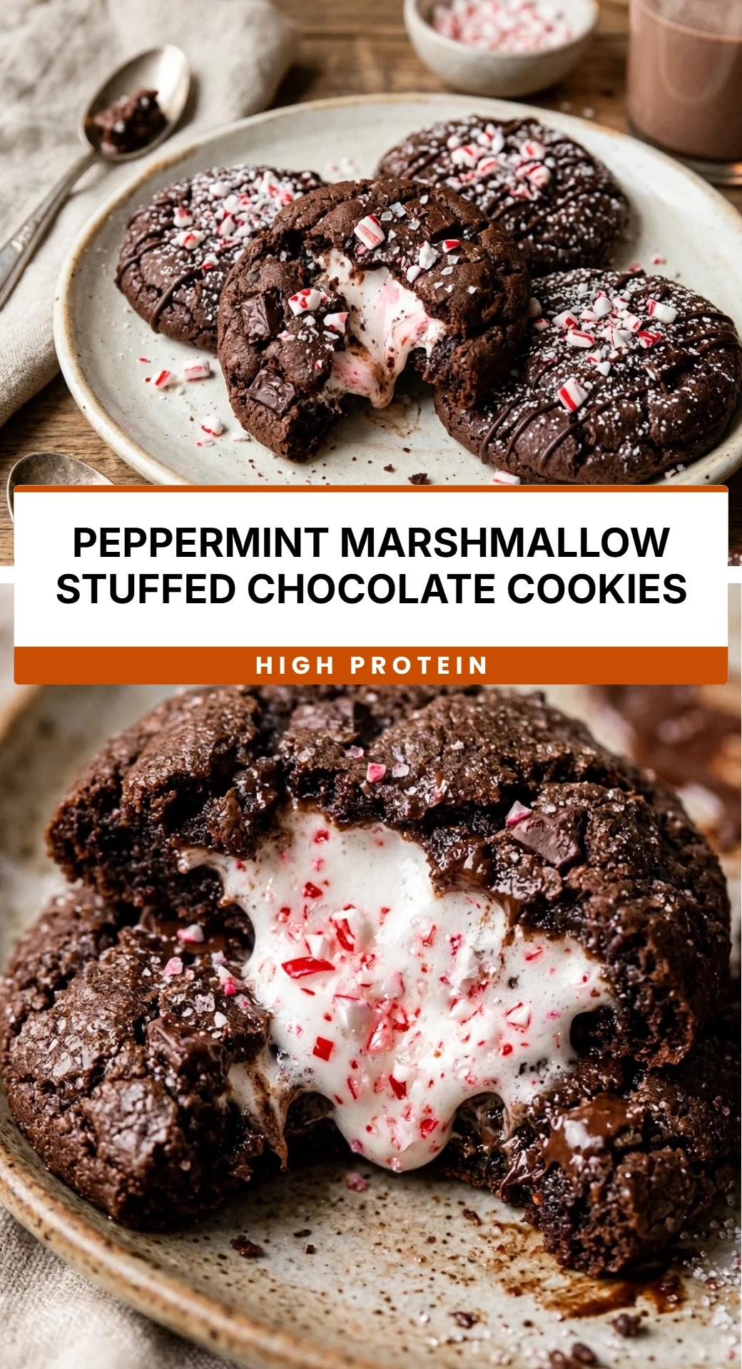 Peppermint Marshmallow Stuffed Chocolate Cookies