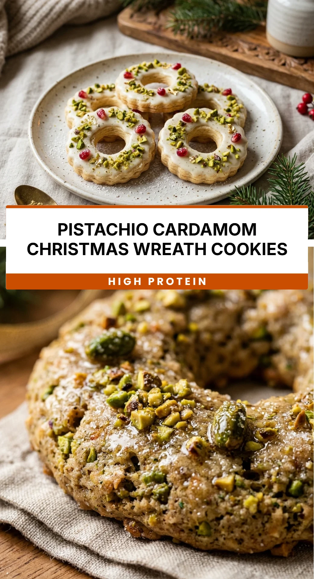 Pistachio Cardamom Christmas Wreath Cookies