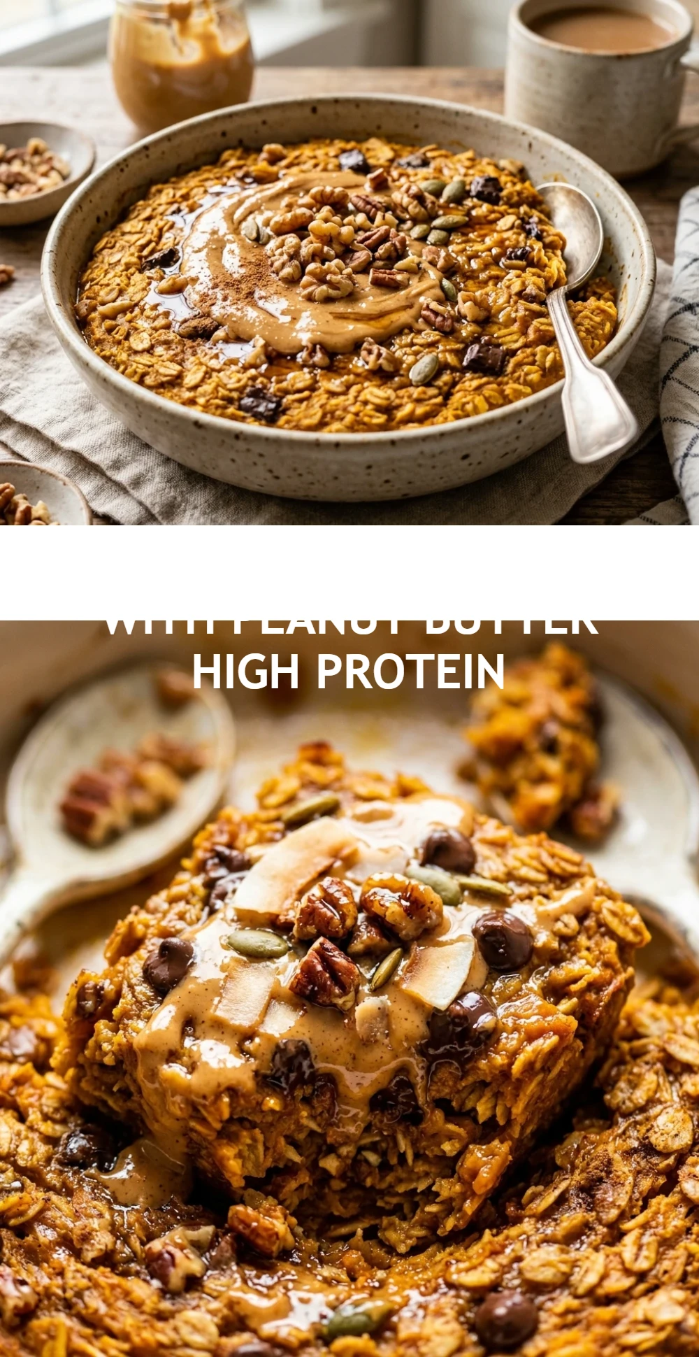 Pumpkin Baked Oats With Peanut Butter High Protein
