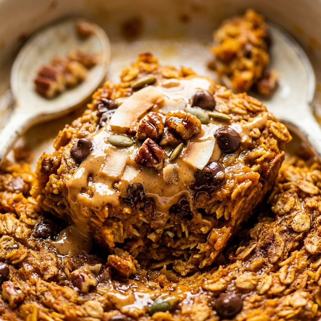 Pumpkin Baked Oats With Peanut Butter High Protein