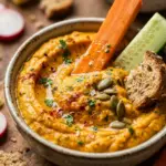 Pumpkin Hummus With Veggies High Protein Snack