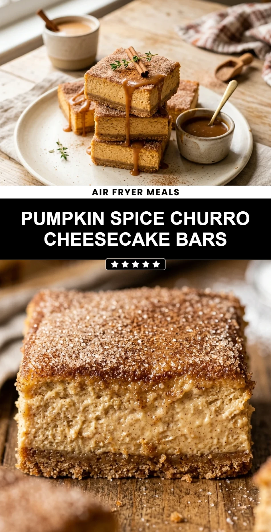 Pumpkin Spice Churro Cheesecake Bars