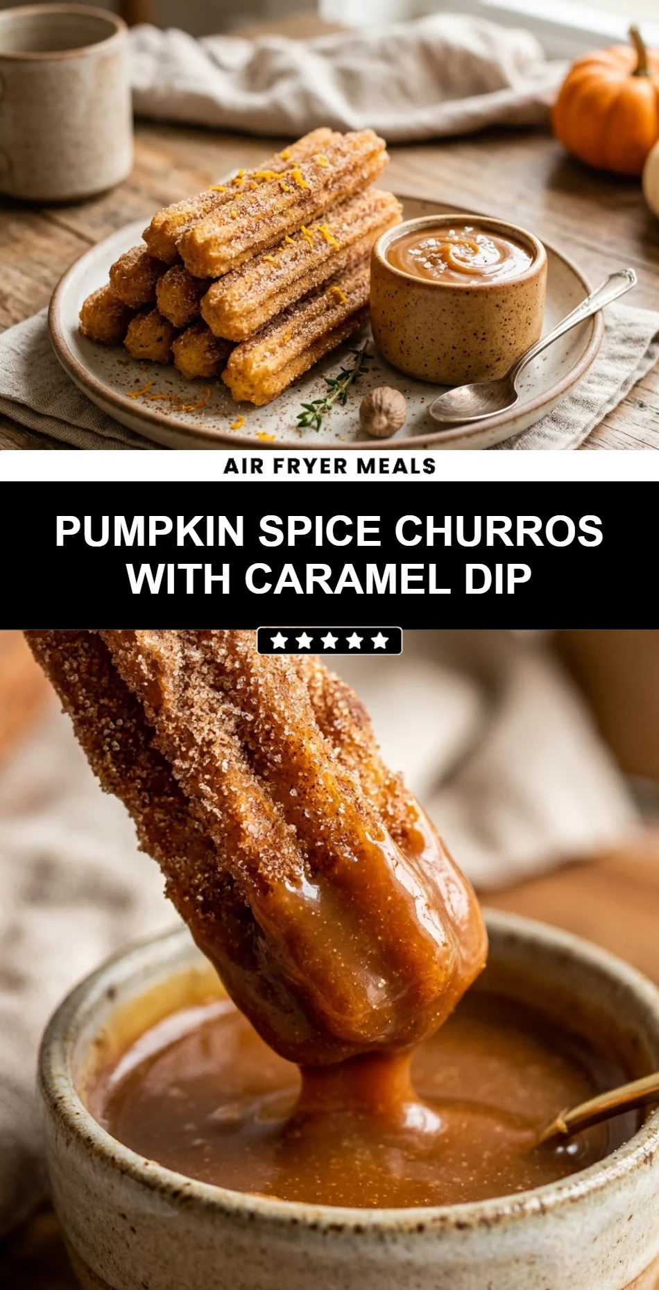 Pumpkin Spice Churros With Caramel Dip