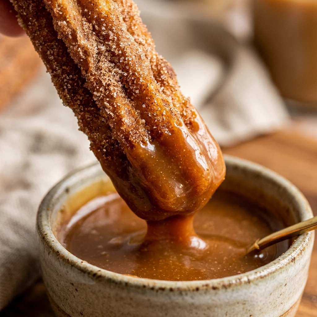 Pumpkin Spice Churros With Caramel Dip
