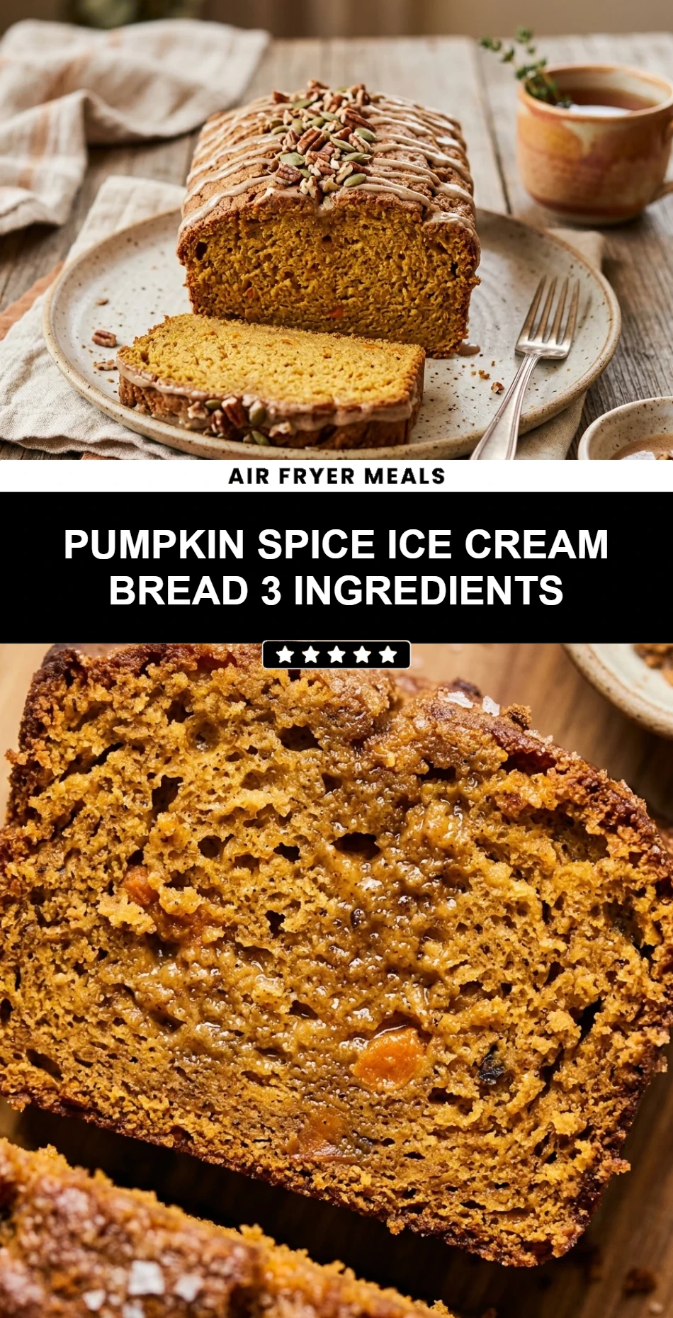 Pumpkin Spice Ice Cream Bread 3 Ingredients
