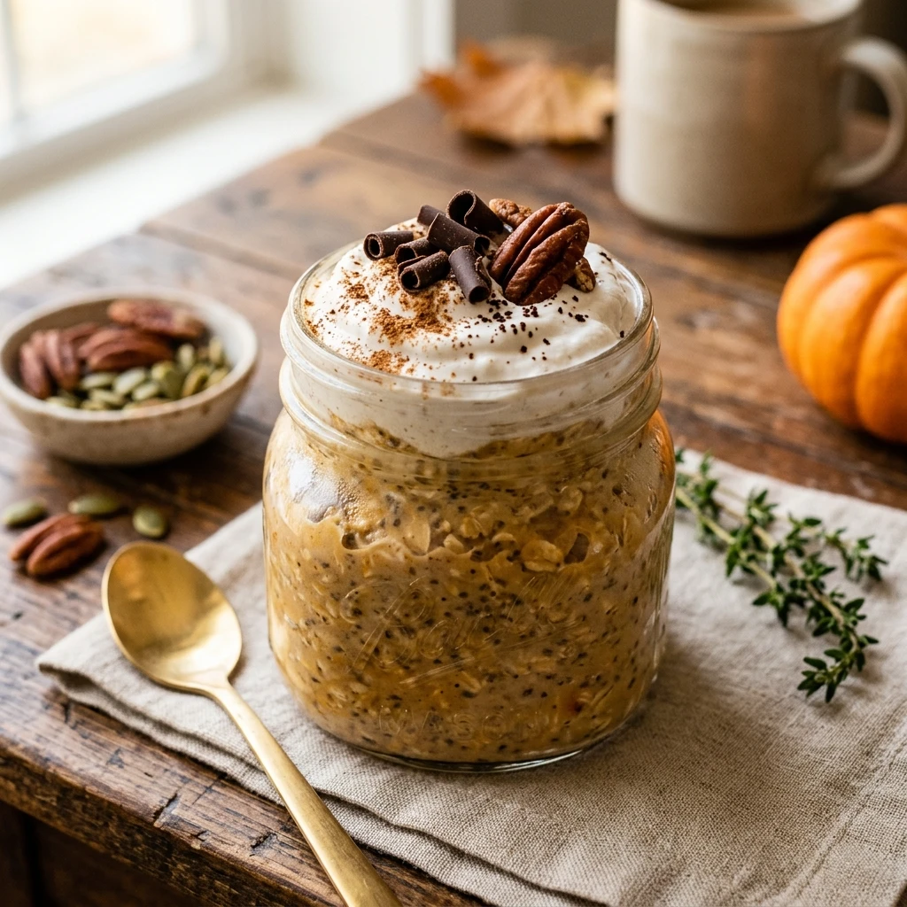 Pumpkin Spice Latte Overnight Oats High Protein
