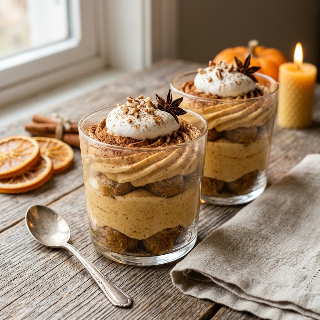 Pumpkin Spice Tiramisu Cups No Bake Recipe
