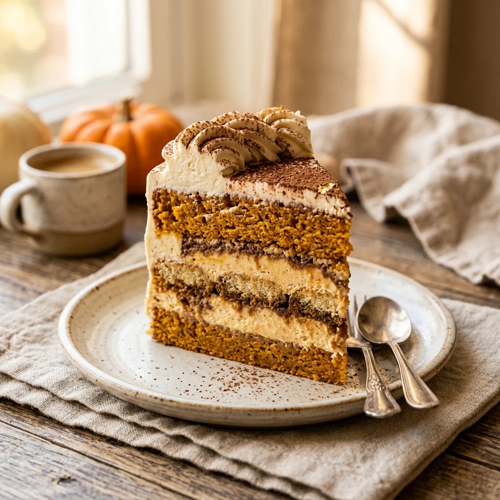 Pumpkin Tiramisu Layer Cake Fall