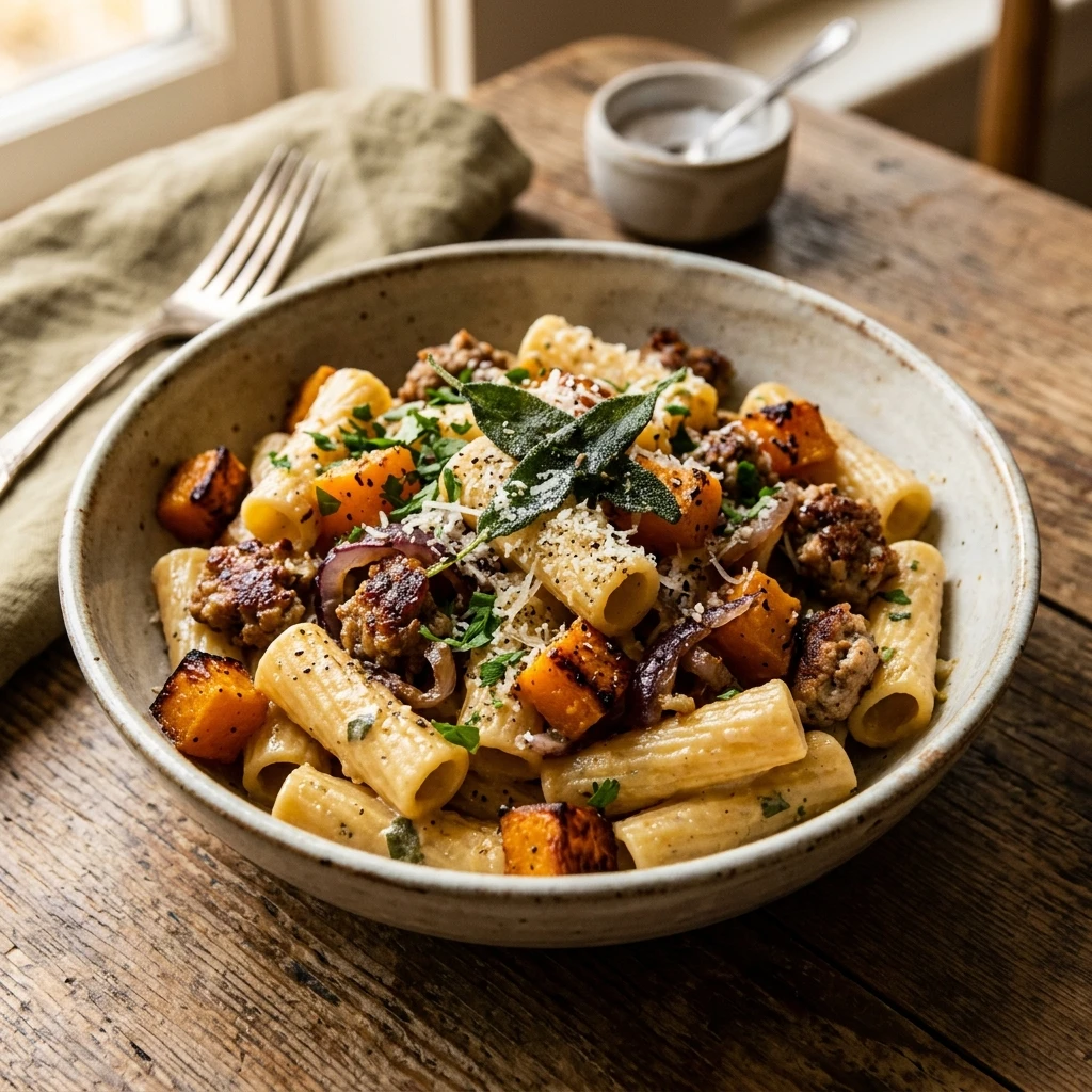 Roasted Butternut Squash And Sage Sausage Pasta