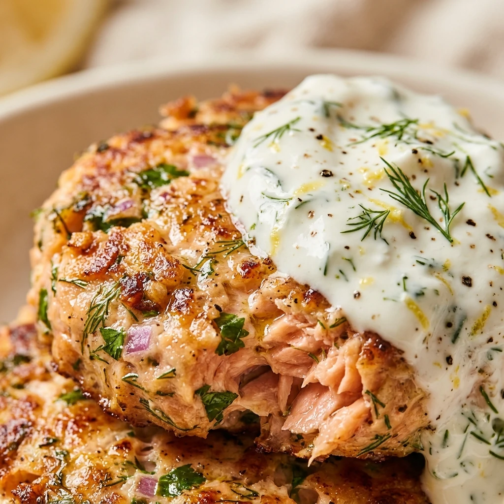 Salmon Cakes with Greek Yogurt Sauce