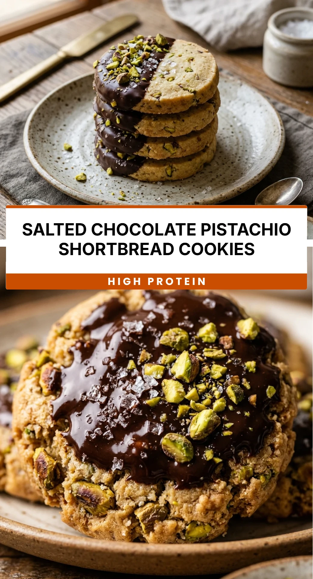 Salted Chocolate Pistachio Shortbread Cookies