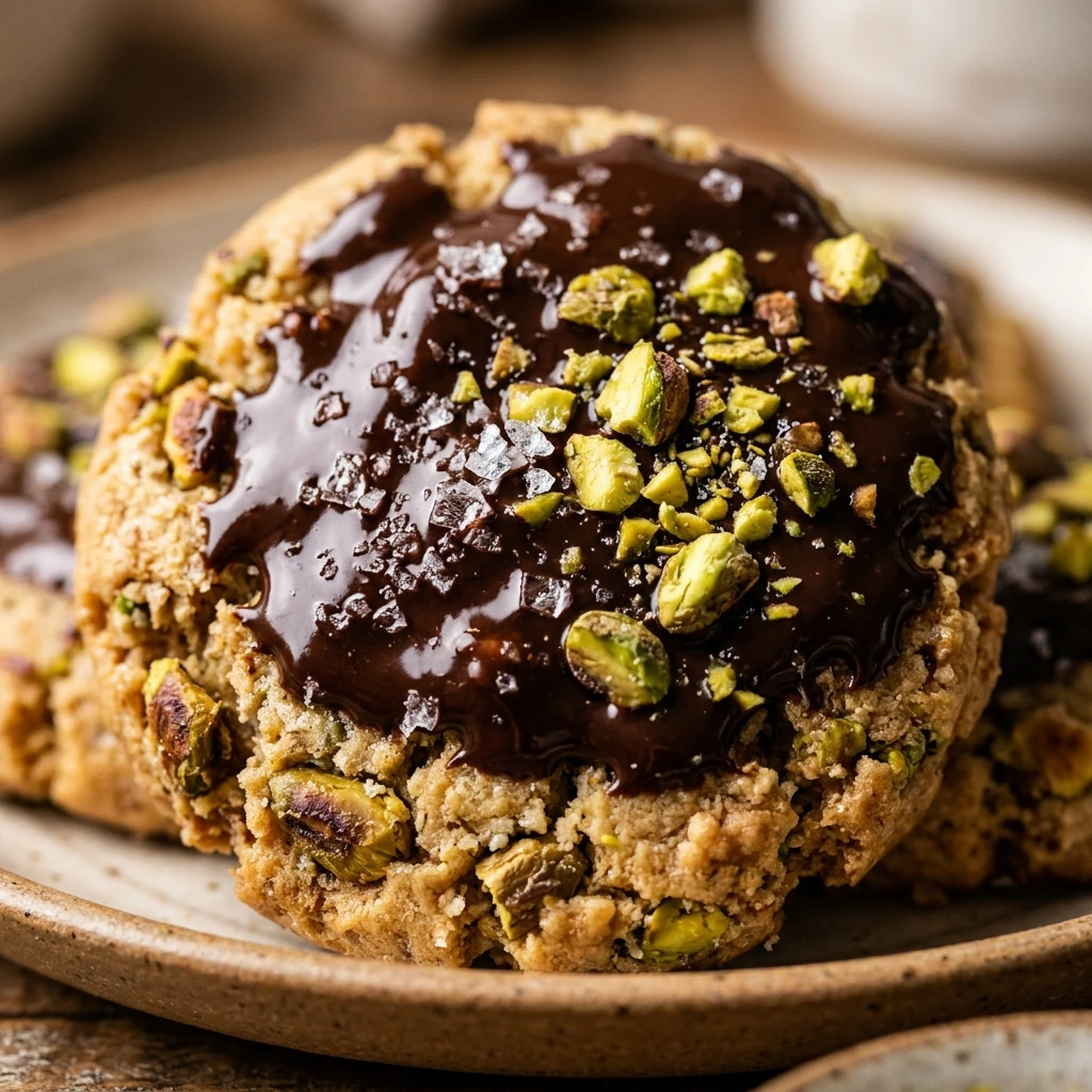 Salted Chocolate Pistachio Shortbread Cookies