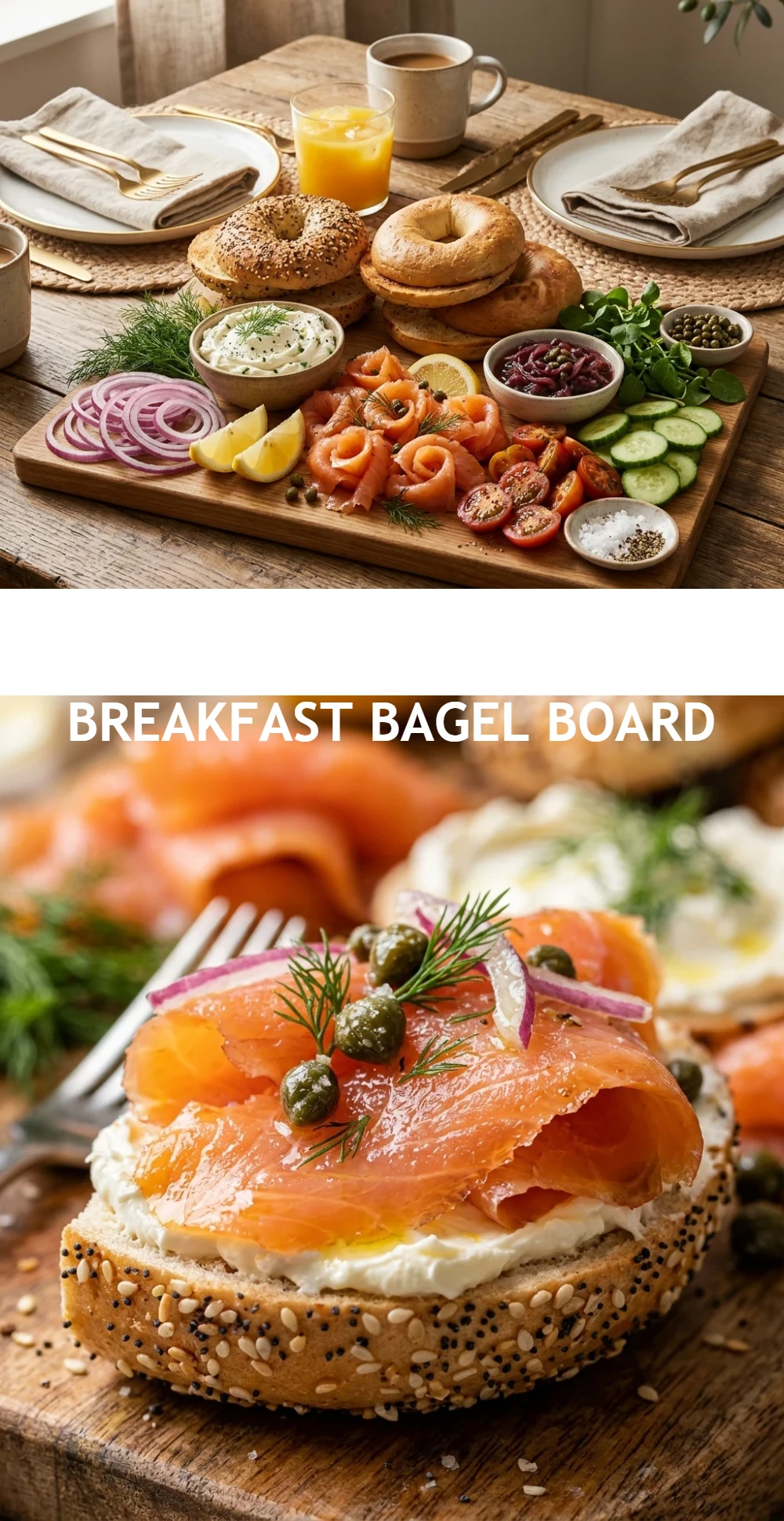 Smoked Salmon Breakfast Bagel Board
