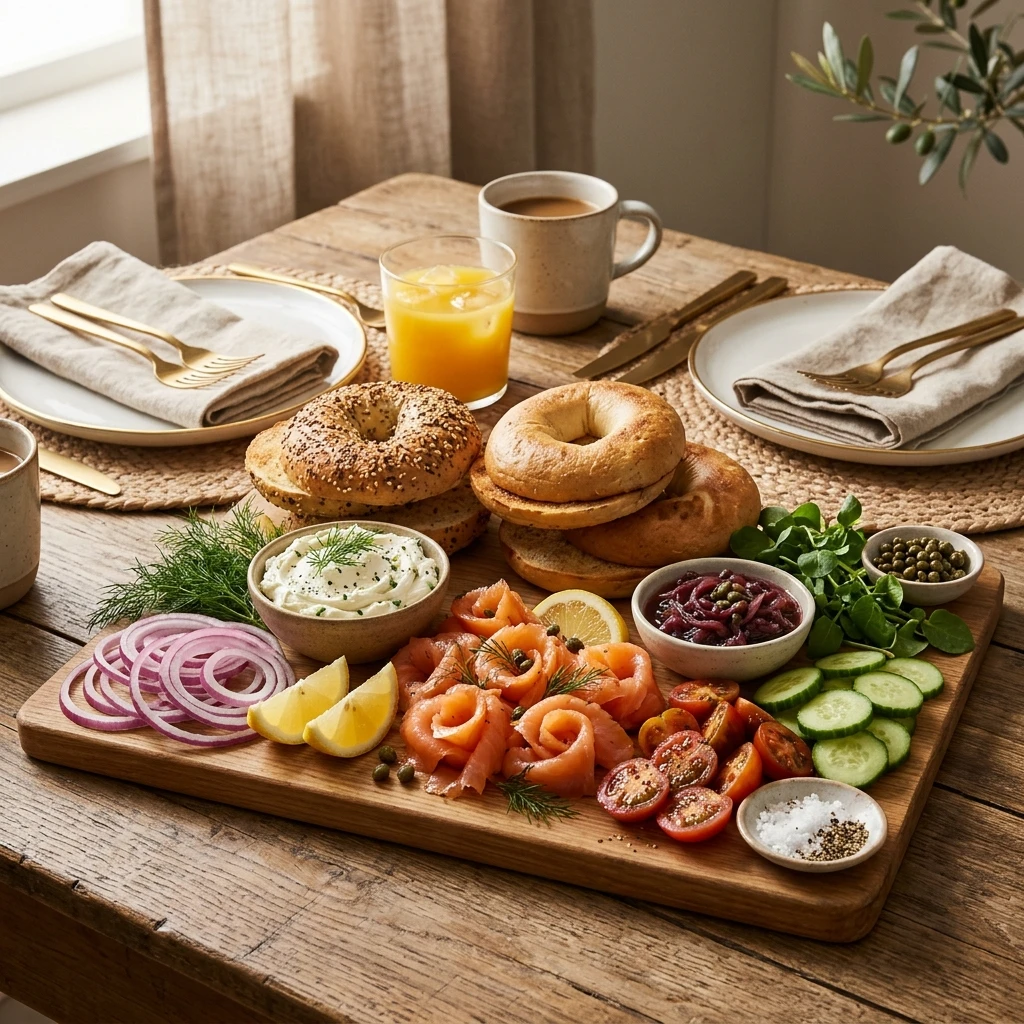 Smoked Salmon Breakfast Bagel Board