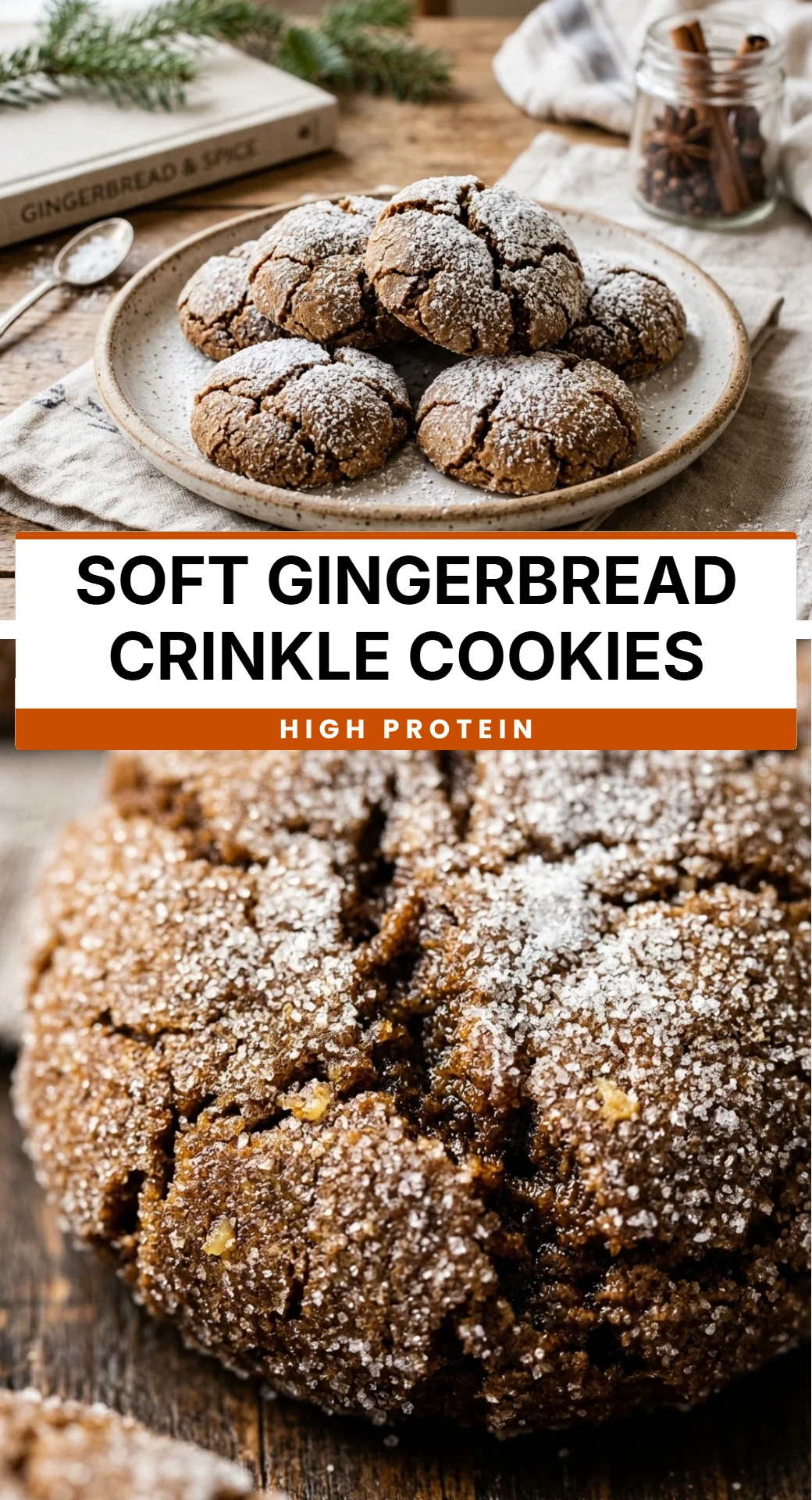 Soft Gingerbread Crinkle Cookies