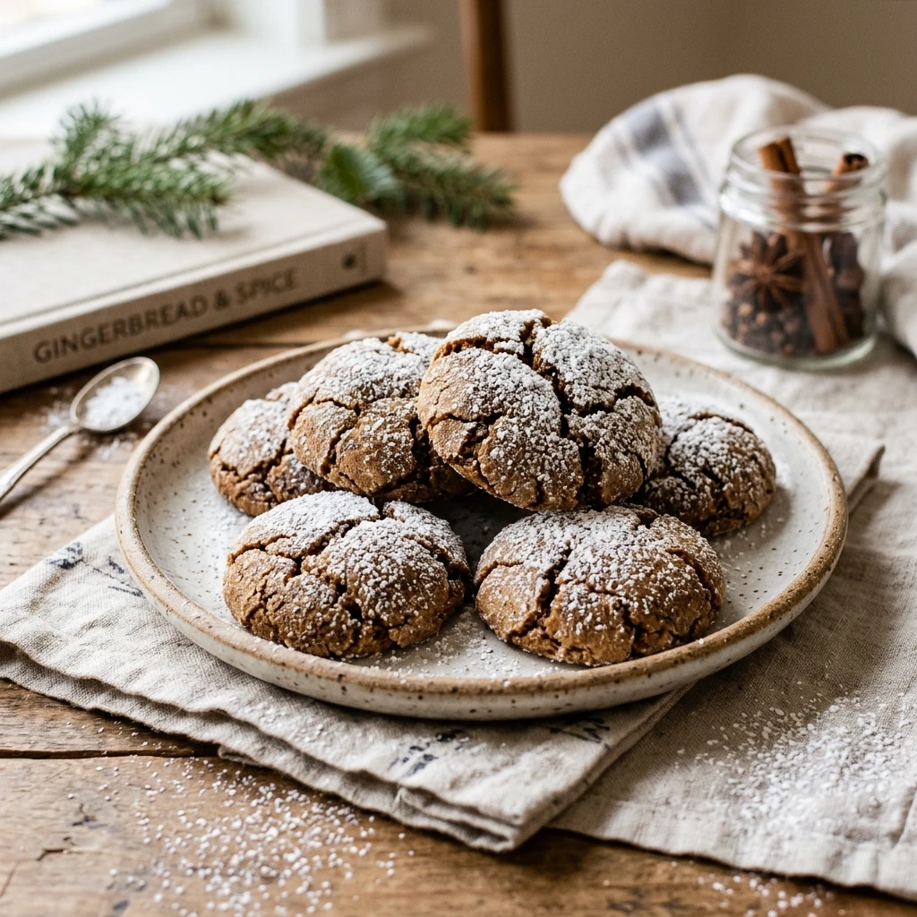 Soft Gingerbread Crinkle Cookies