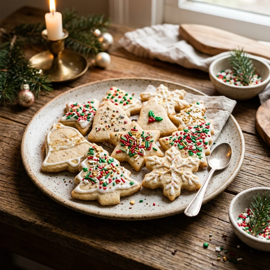 Spiced Christmas Butter Cookies with Sprinkles