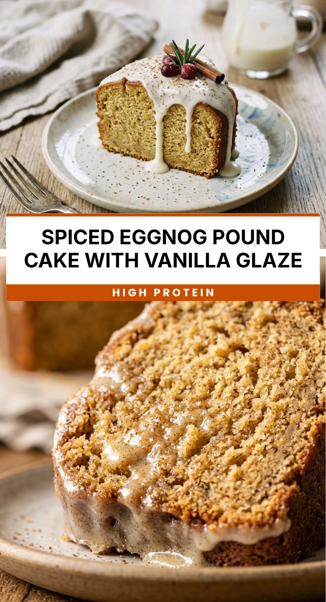 Spiced Eggnog Pound Cake with Vanilla Glaze