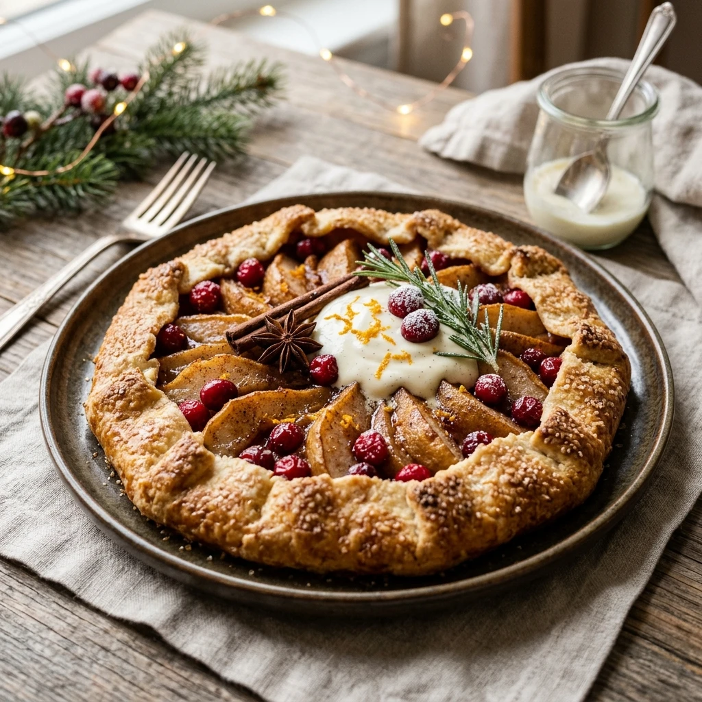 Spiced Pear and Cranberry Christmas Galette