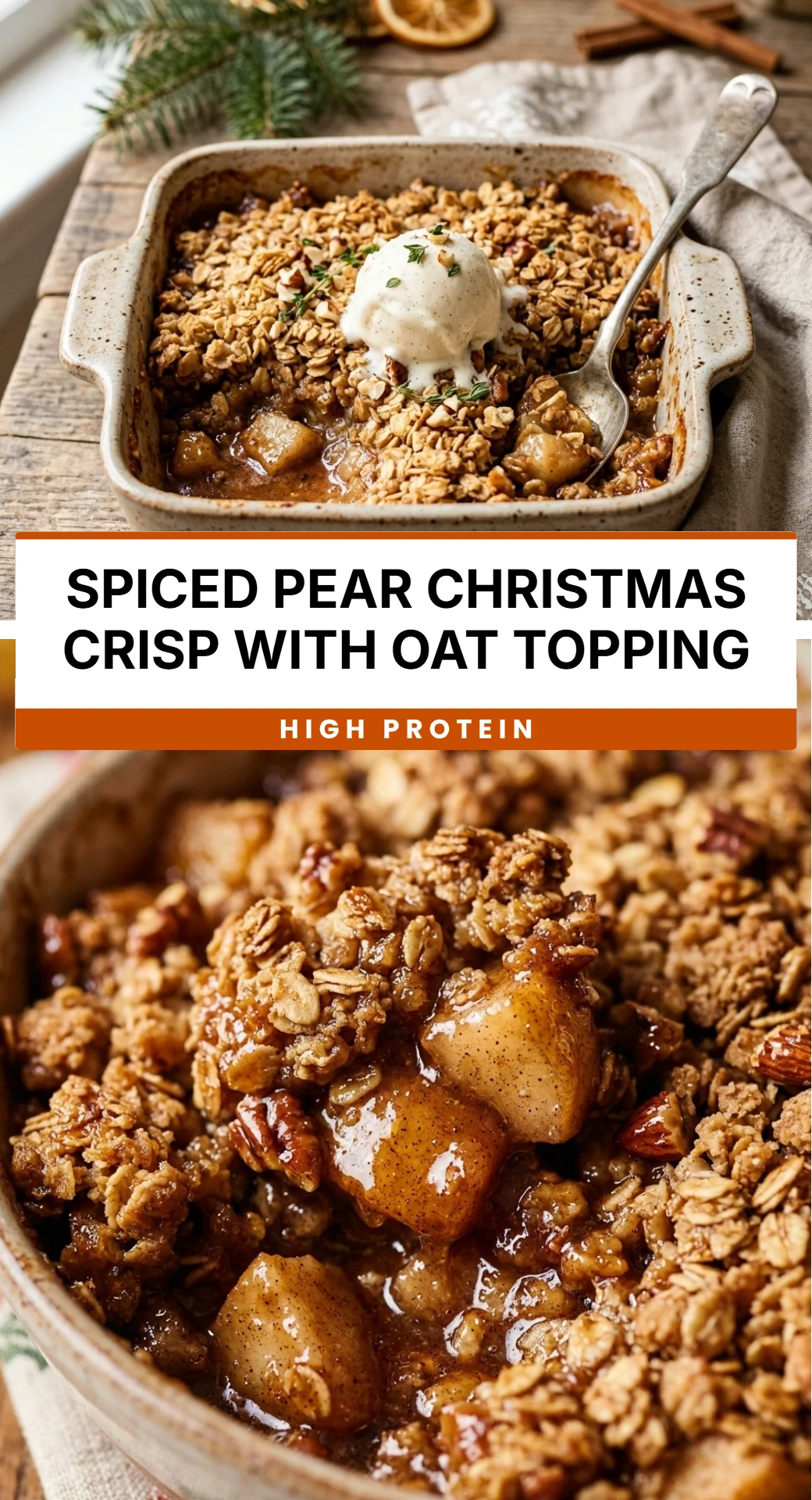 Spiced Pear Christmas Crisp with Oat Topping