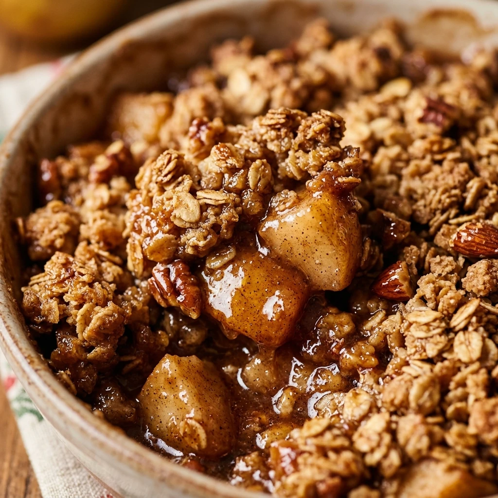 Spiced Pear Christmas Crisp with Oat Topping
