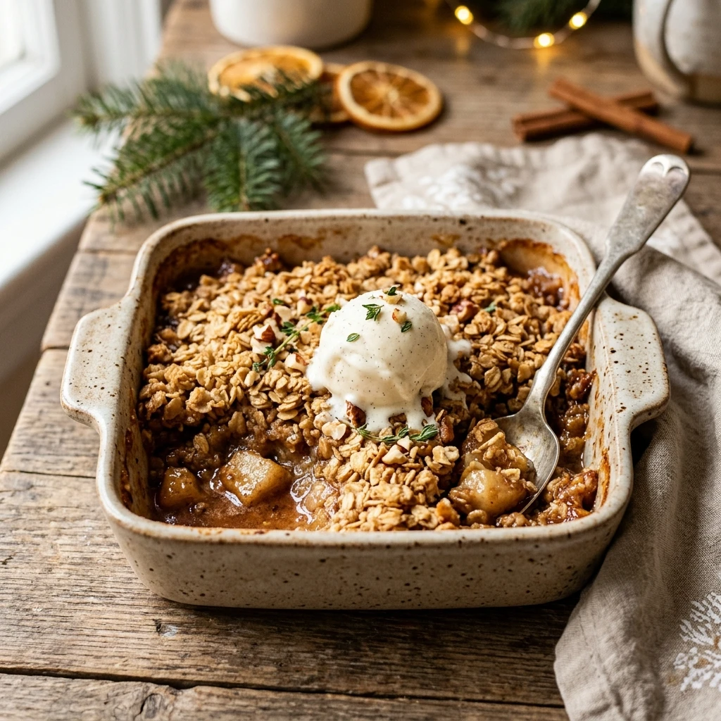 Spiced Pear Christmas Crisp with Oat Topping