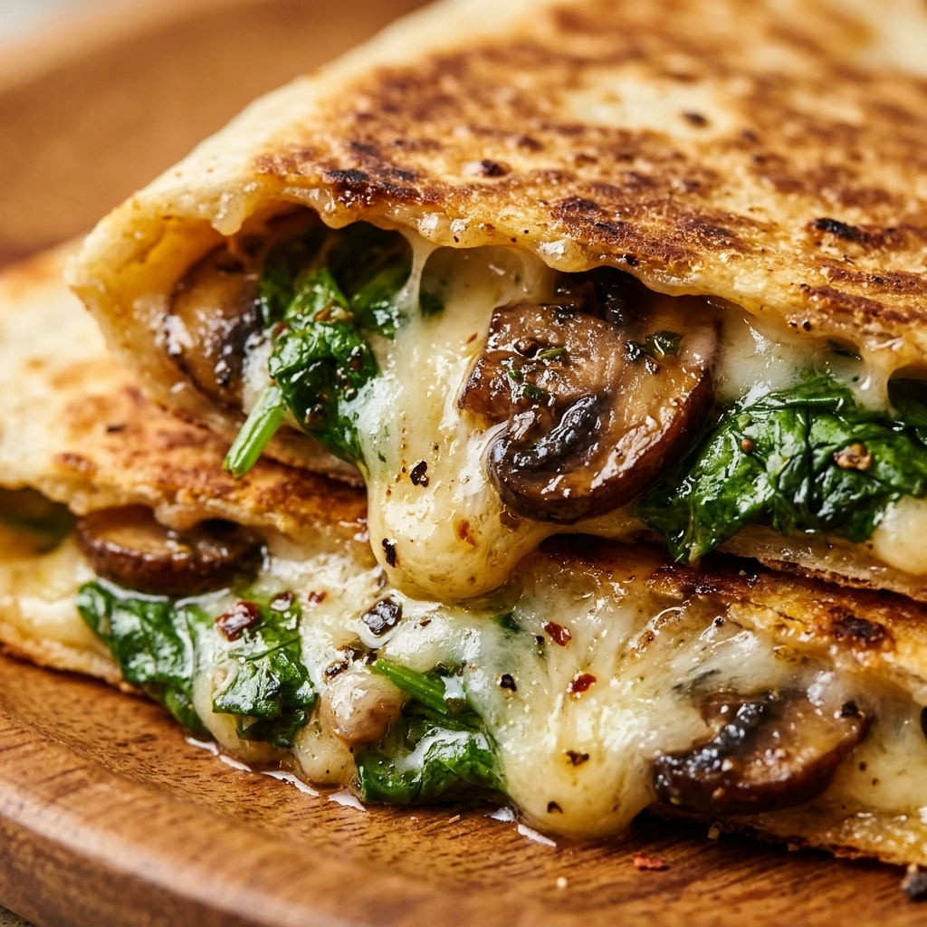 Spinach Mushroom Breakfast Quesadillas