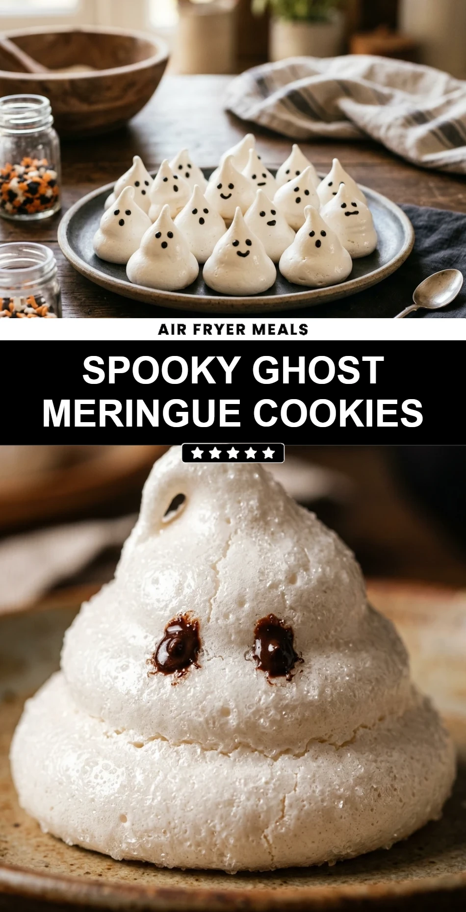 Spooky Ghost Meringue Cookies