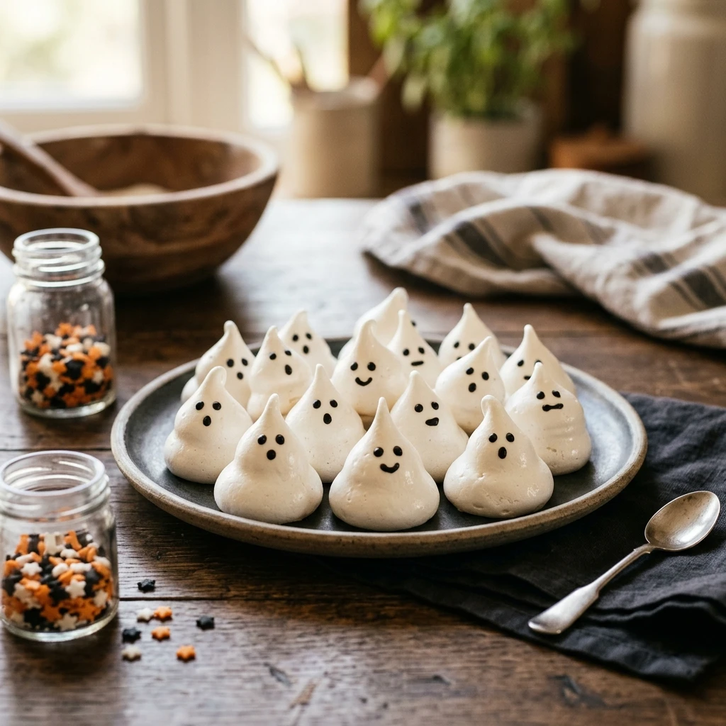 Spooky Ghost Meringue Cookies