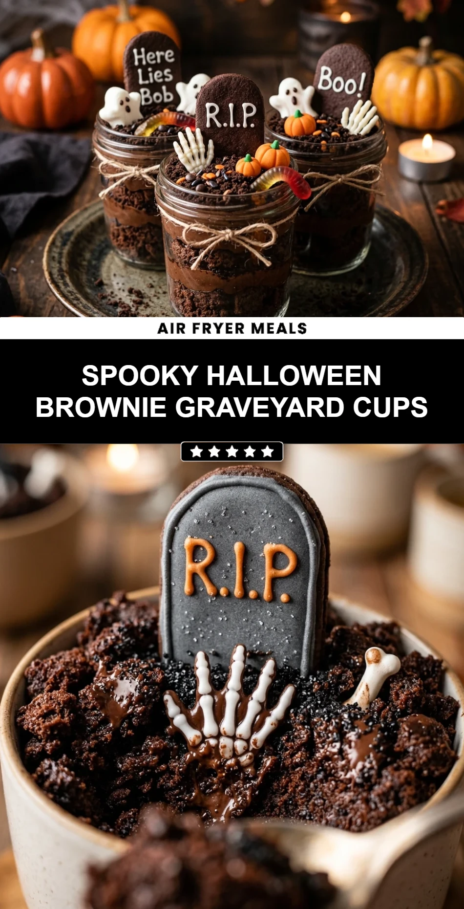 Spooky Halloween Brownie Graveyard Cups