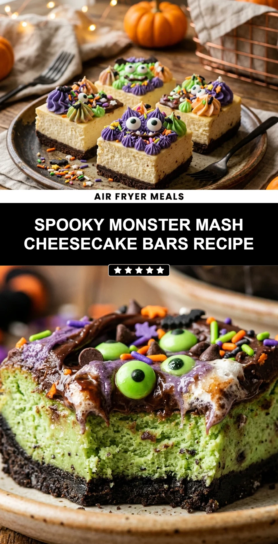 Spooky Monster Mash Cheesecake Bars Recipe