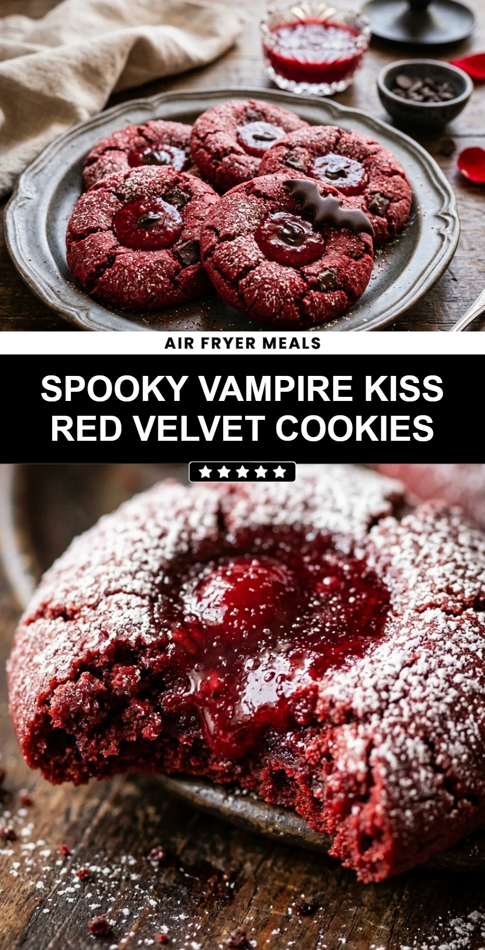 Spooky Vampire Kiss Red Velvet Cookies