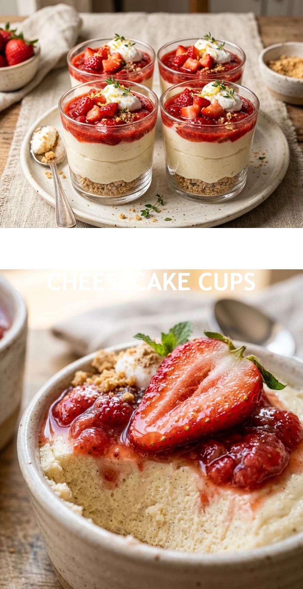 Strawberry Protein Cheesecake Cups