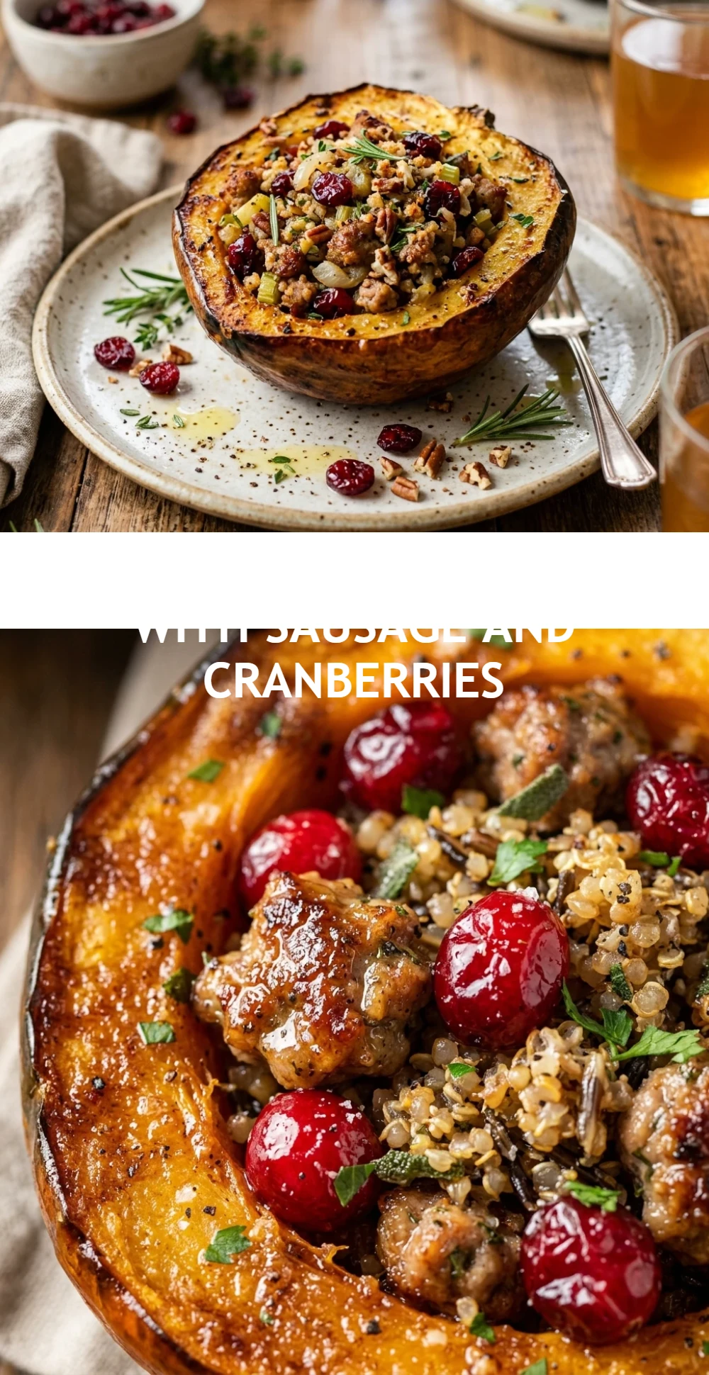 Stuffed Acorn Squash With Sausage And Cranberries