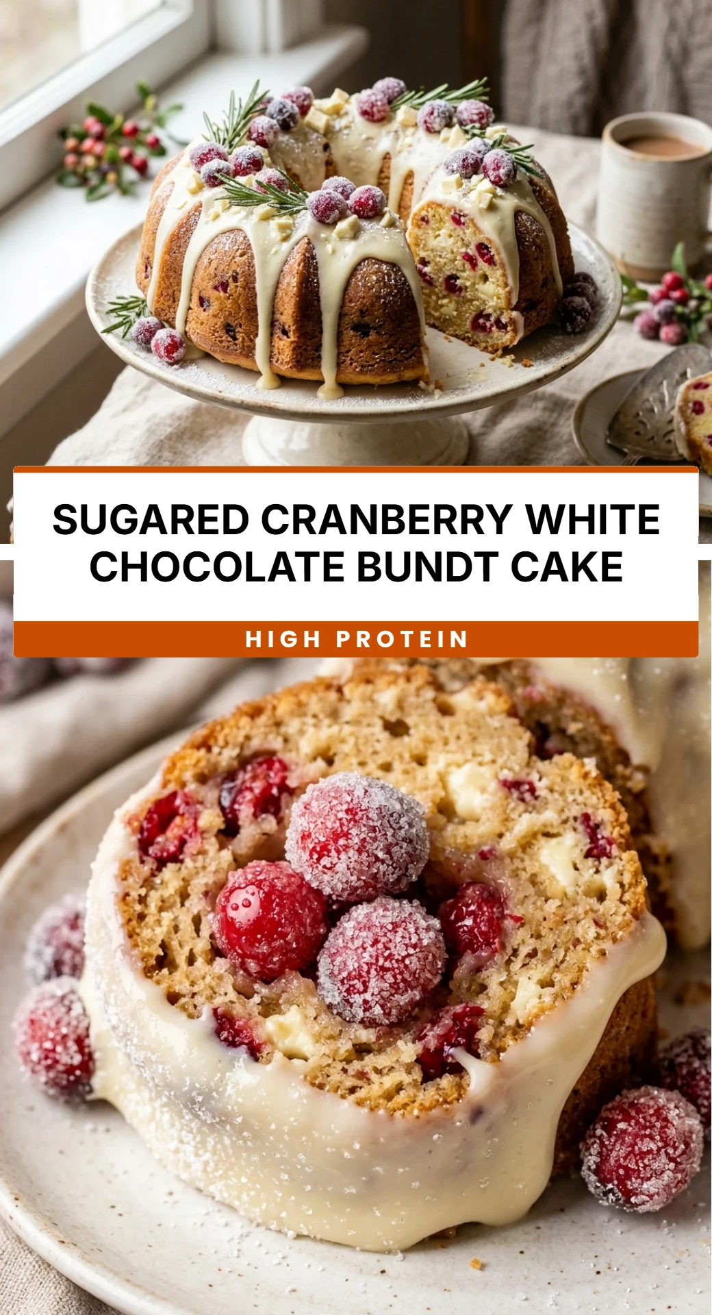 Sugared Cranberry White Chocolate Bundt Cake