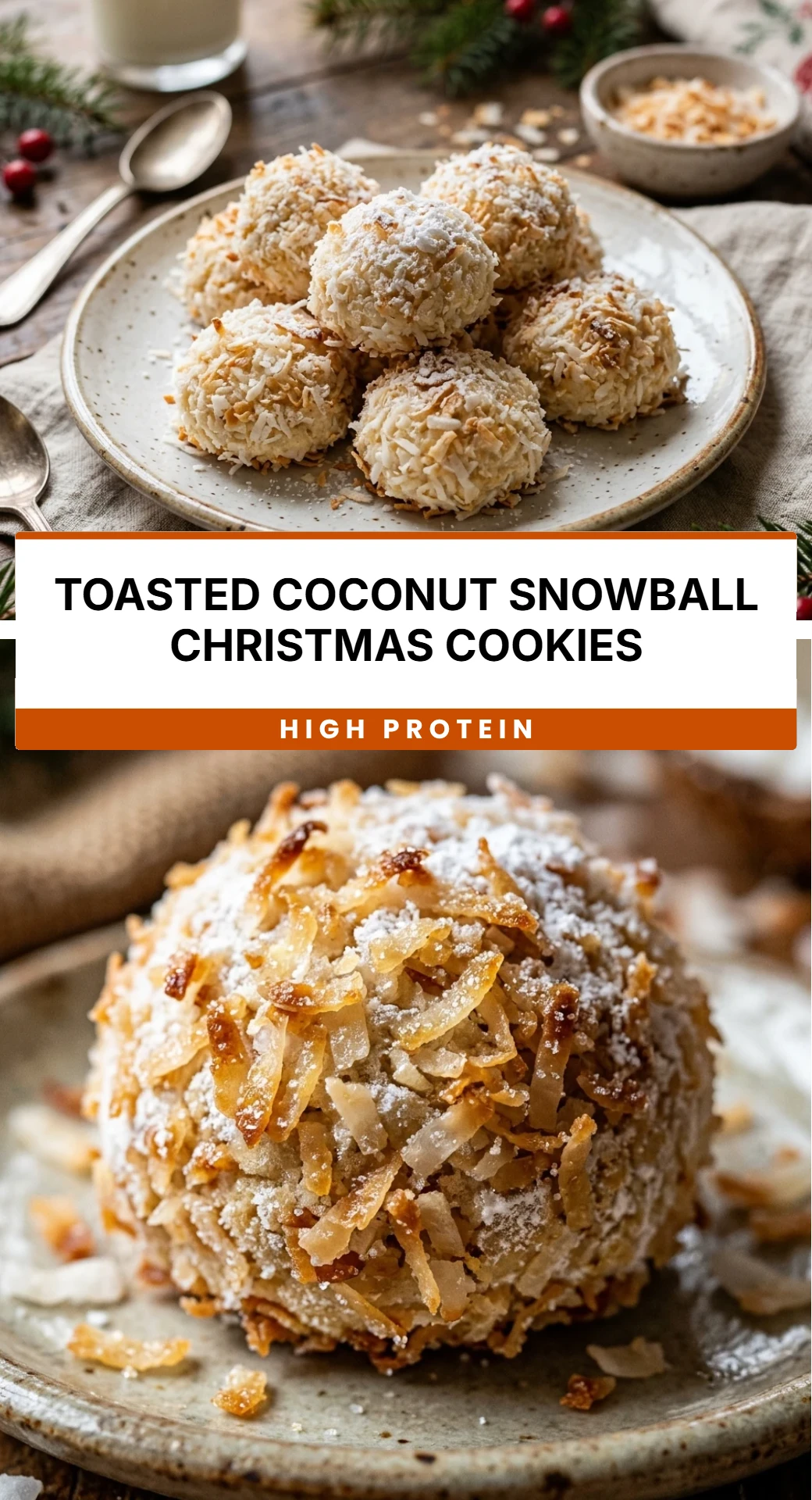 Toasted Coconut Snowball Christmas Cookies