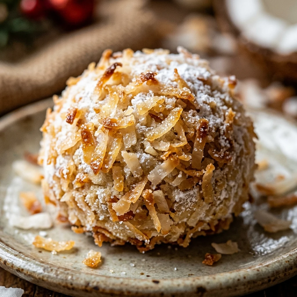 Toasted Coconut Snowball Christmas Cookies