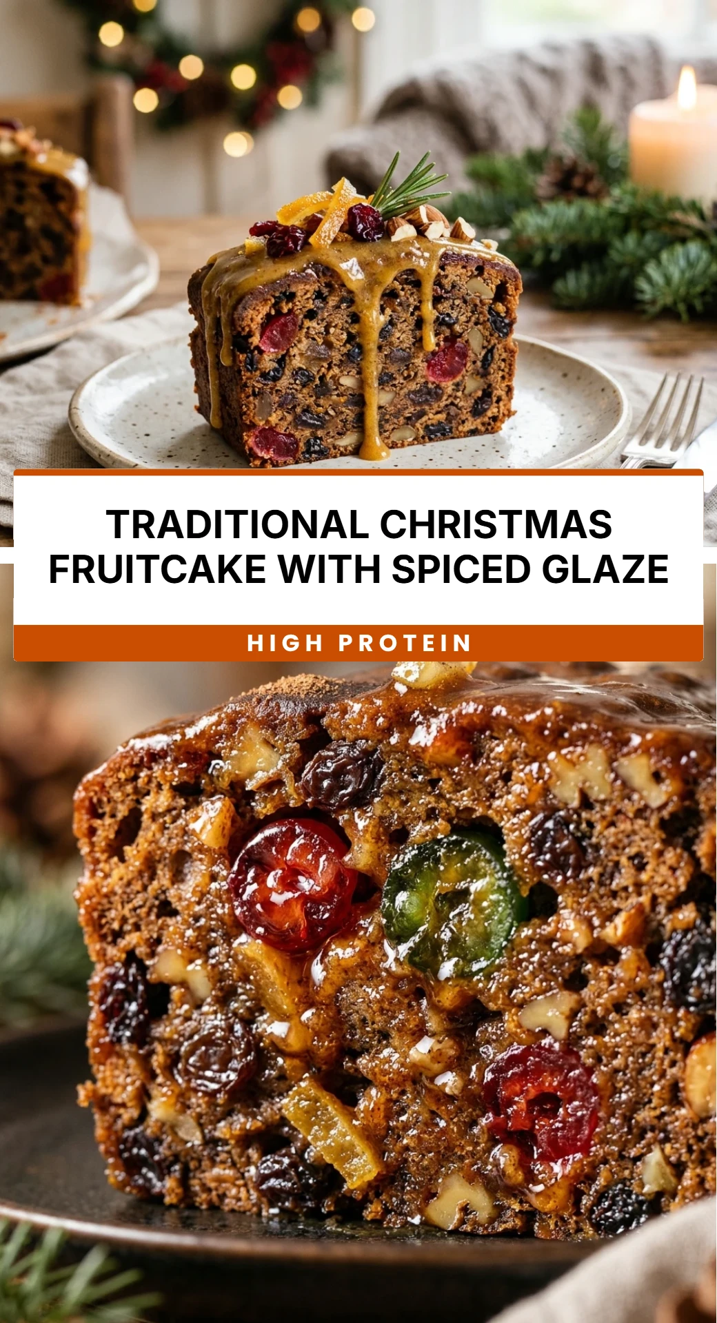 Traditional Christmas Fruitcake with Spiced Glaze