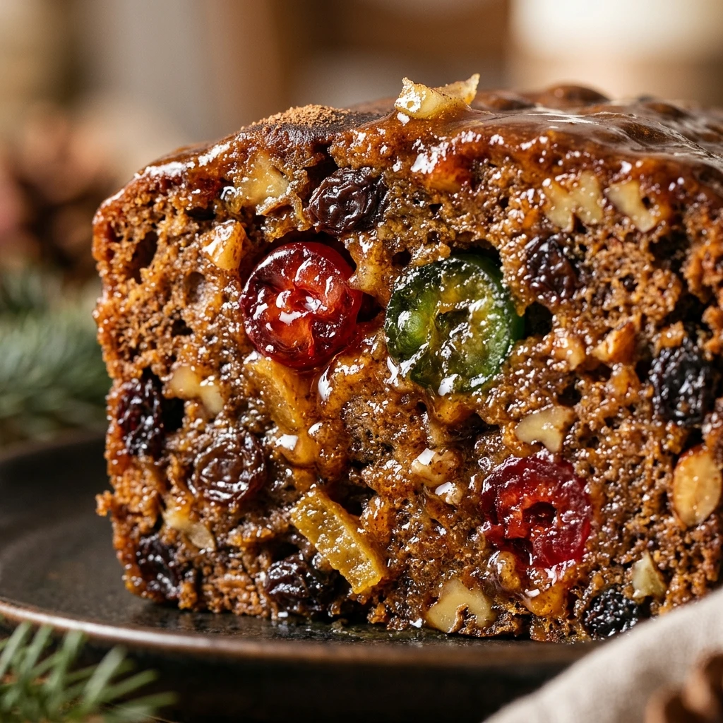 Traditional Christmas Fruitcake with Spiced Glaze