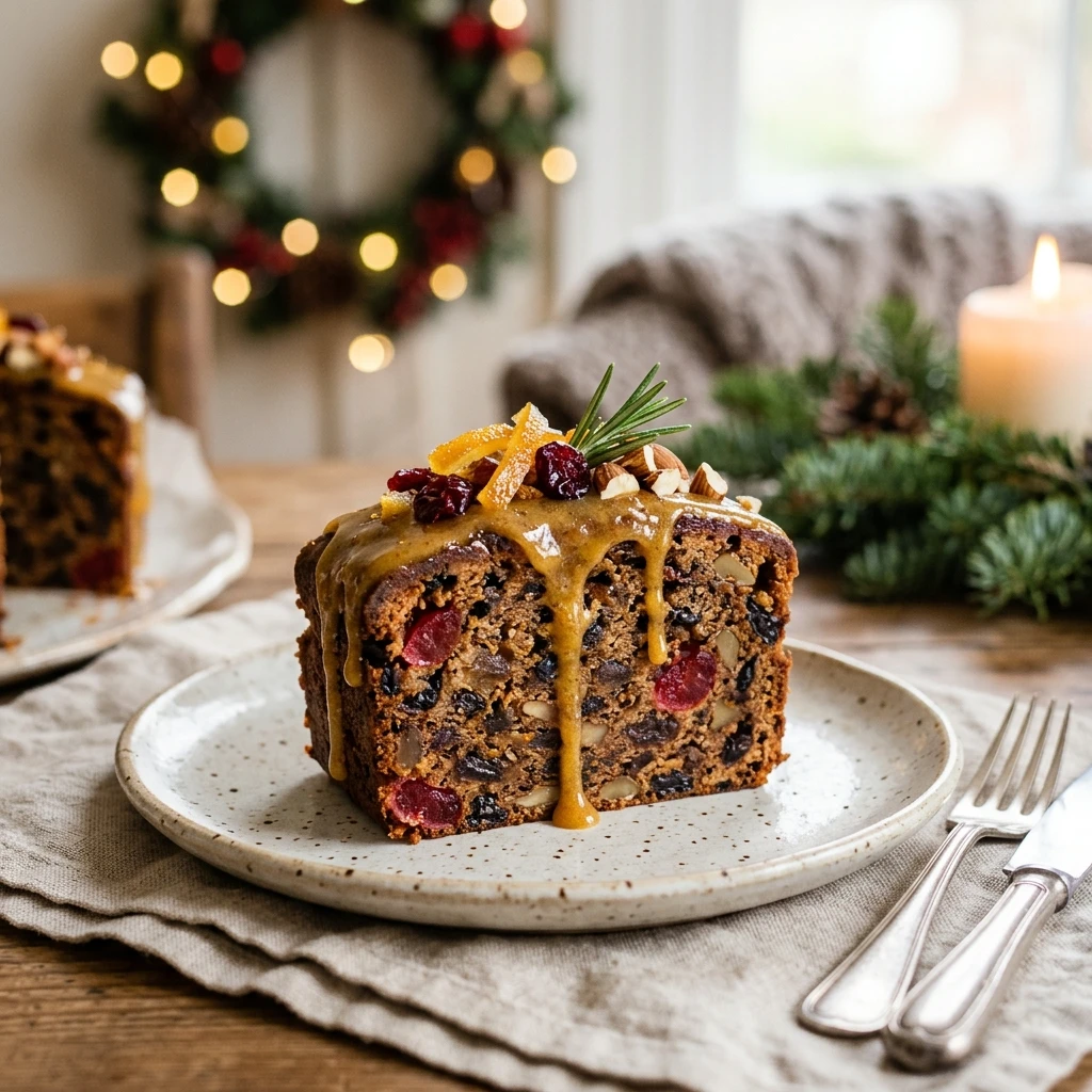 Traditional Christmas Fruitcake with Spiced Glaze