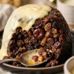 Traditional English Christmas Pudding with Hard Sauce
