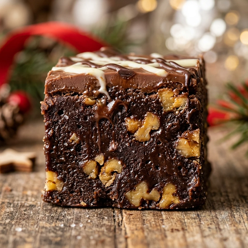 Triple Chocolate Christmas Fudge with Walnuts