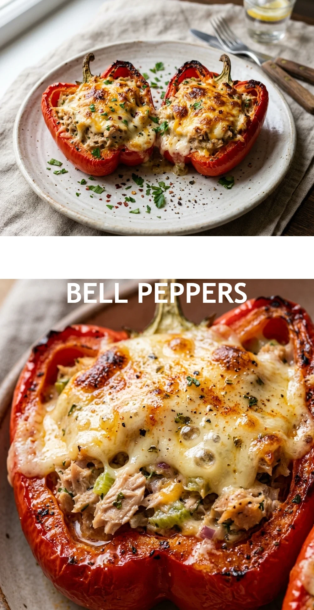 Tuna Melt Stuffed Bell Peppers