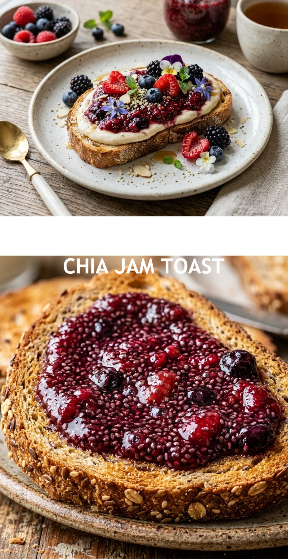 Vanilla Berry Protein Chia Jam Toast