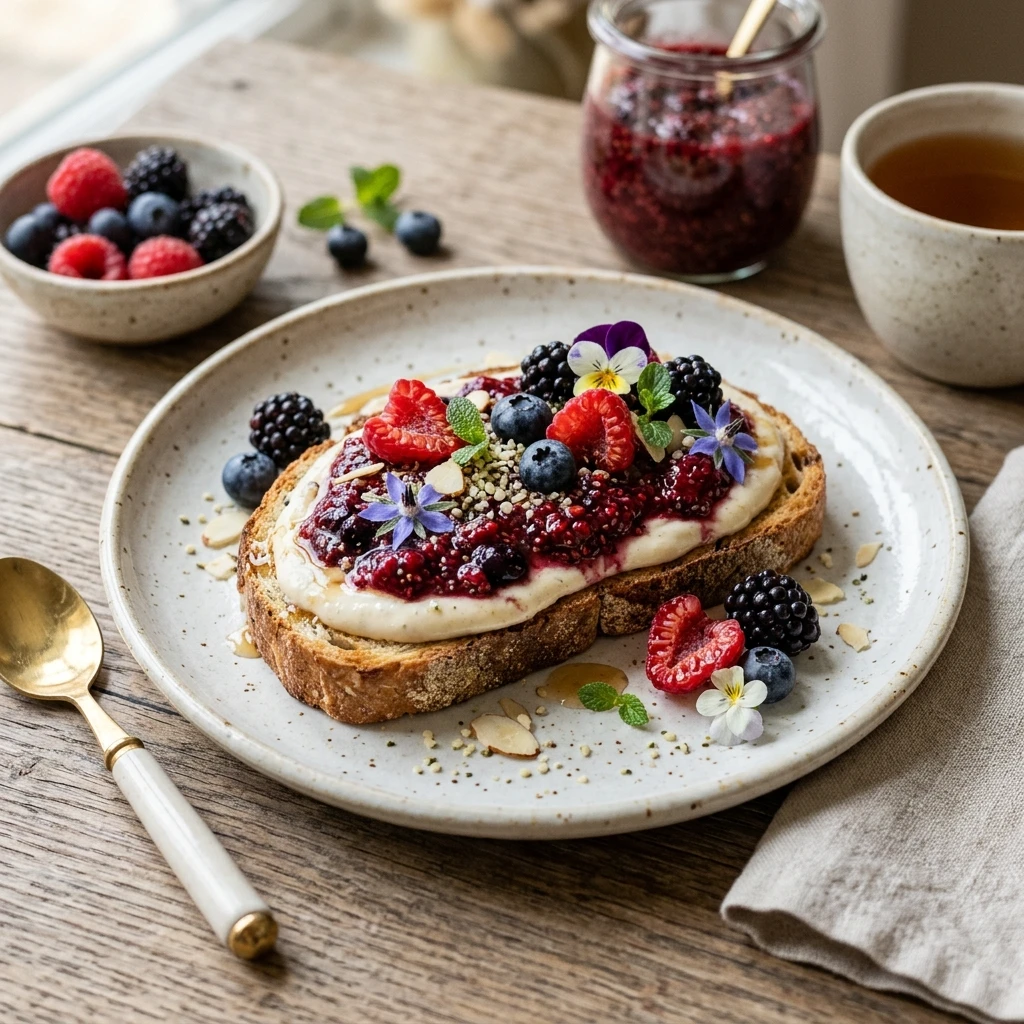 Vanilla Berry Protein Chia Jam Toast