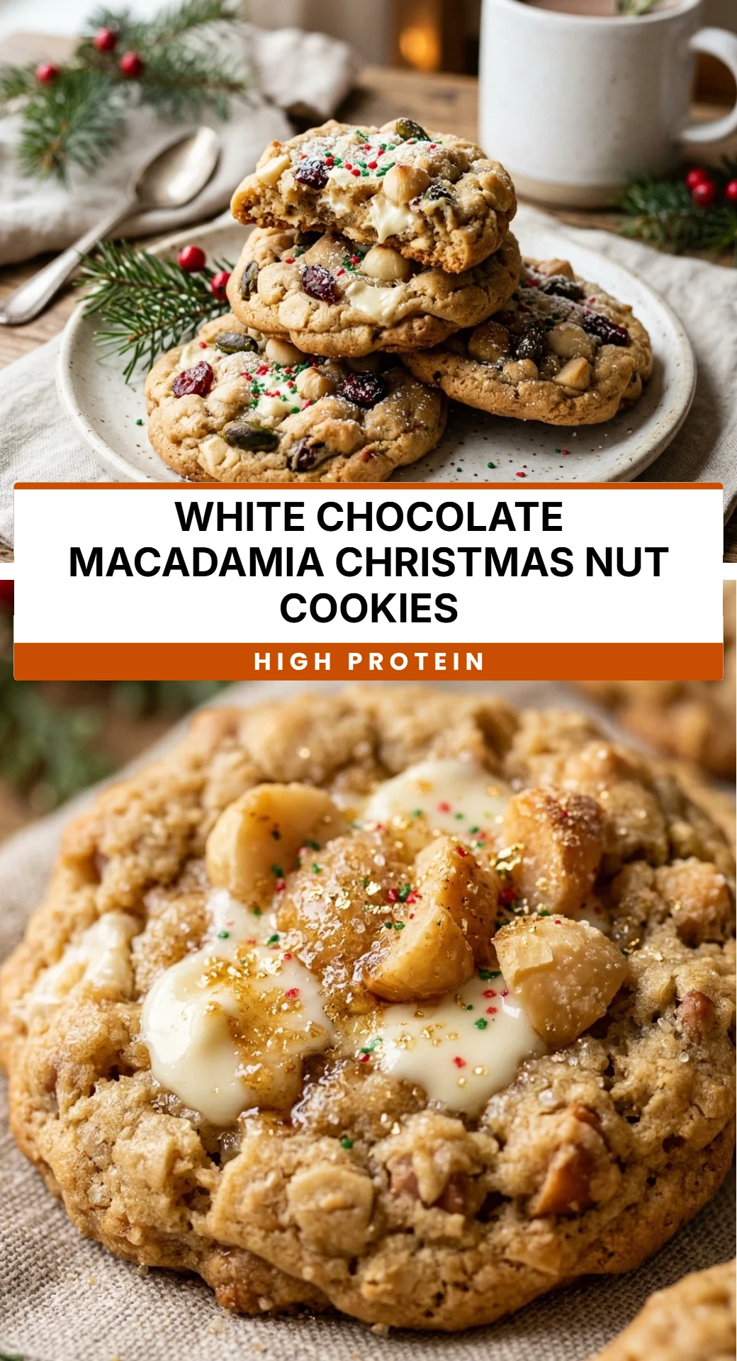White Chocolate Macadamia Christmas Nut Cookies