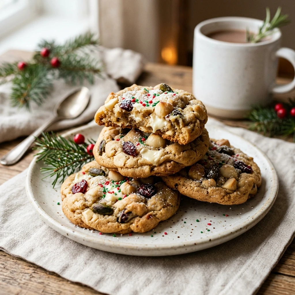 White Chocolate Macadamia Christmas Nut Cookies