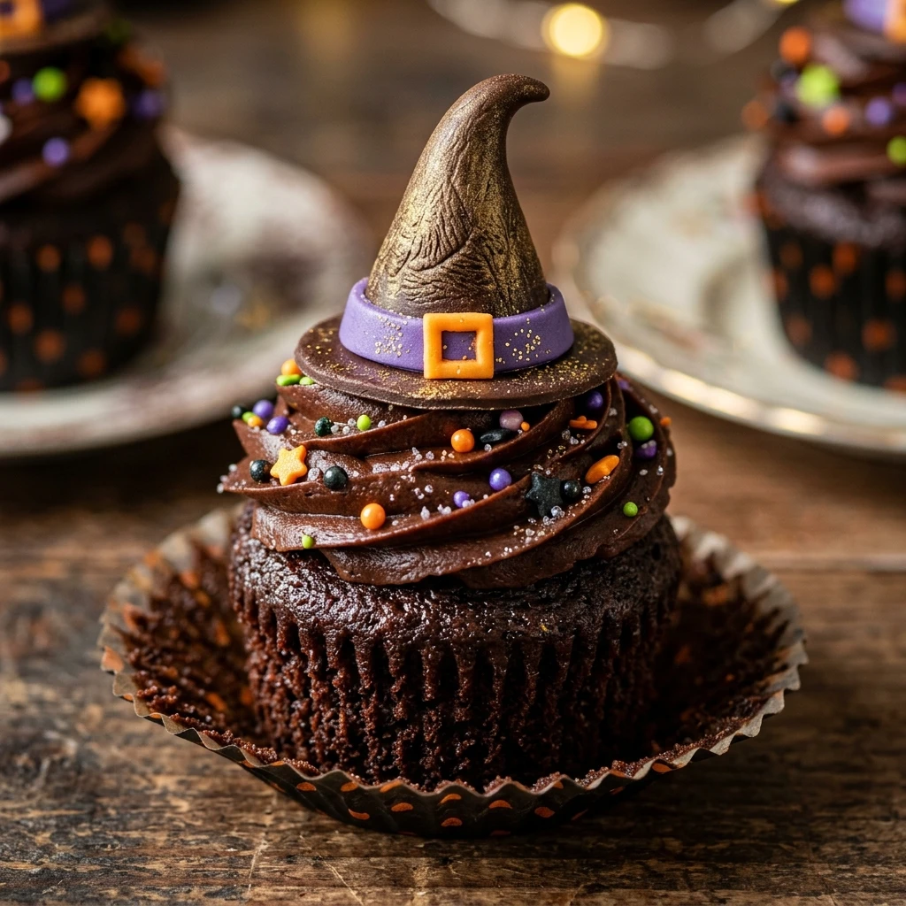 Witch Hat Chocolate Cupcakes Halloween Recipe