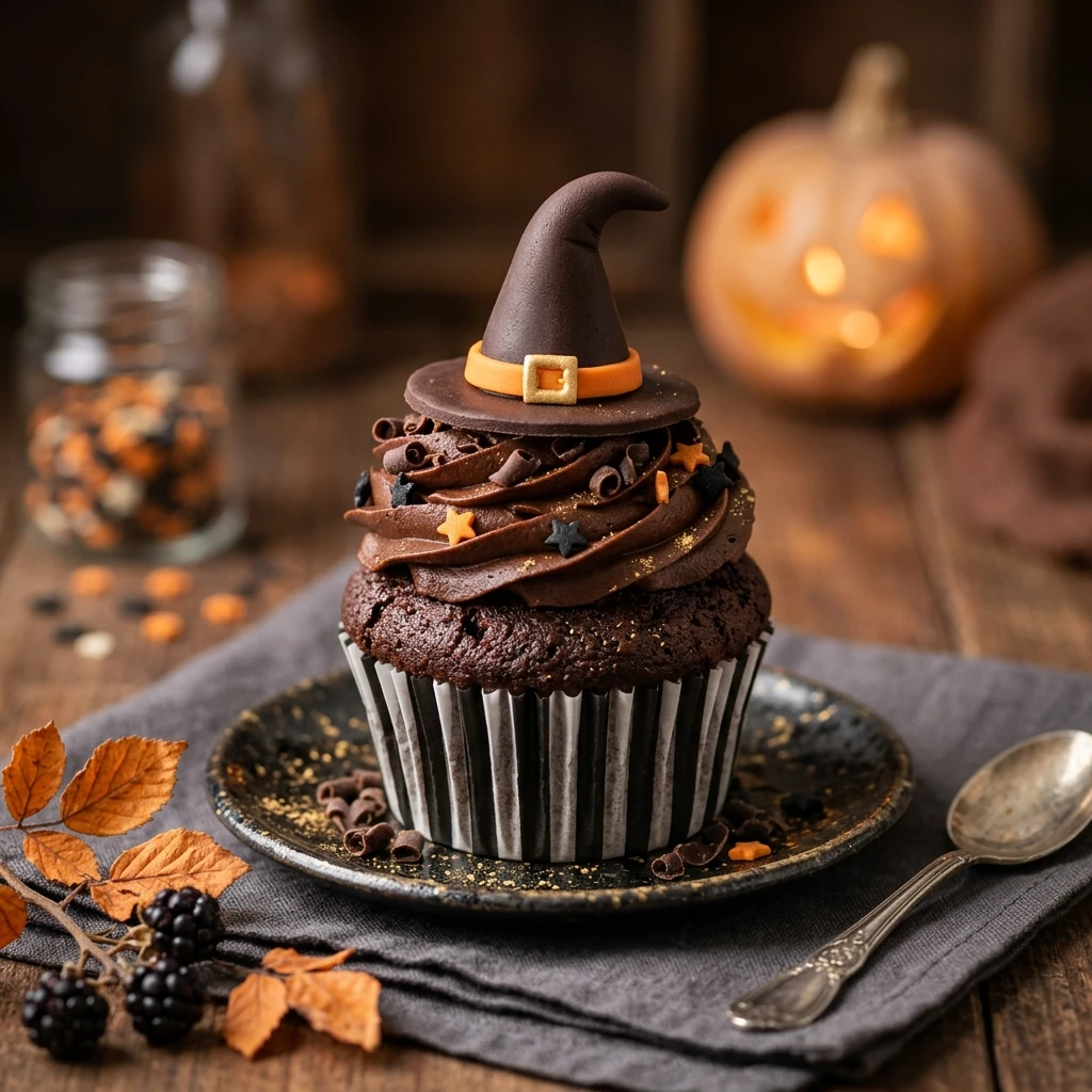 Witch Hat Chocolate Cupcakes Halloween Recipe
