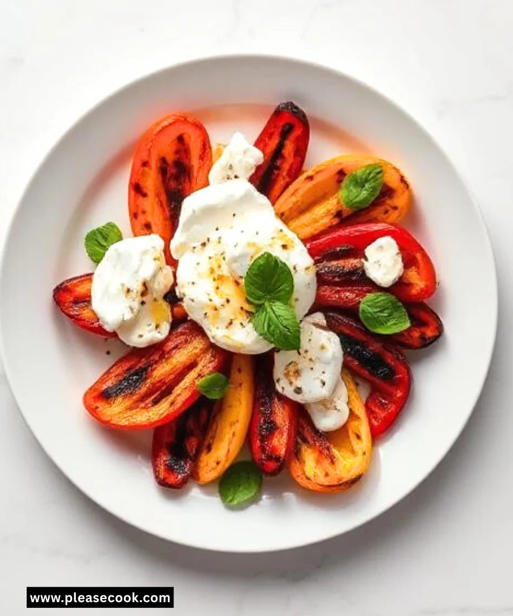 Grilled Bell Peppers with Burrata